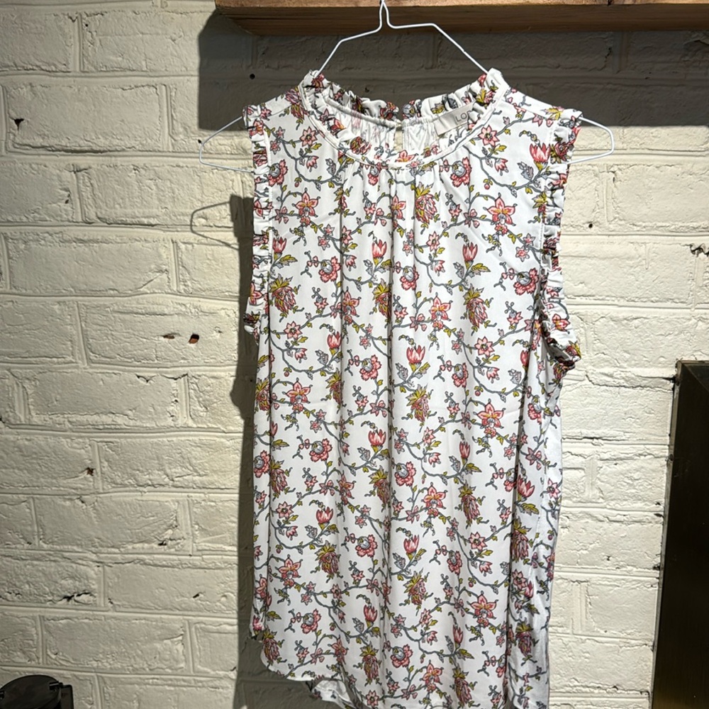 Loft size medium sleeveless floral shirt.